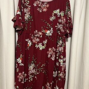 Women’s Floral Swing Dress in Burgundy